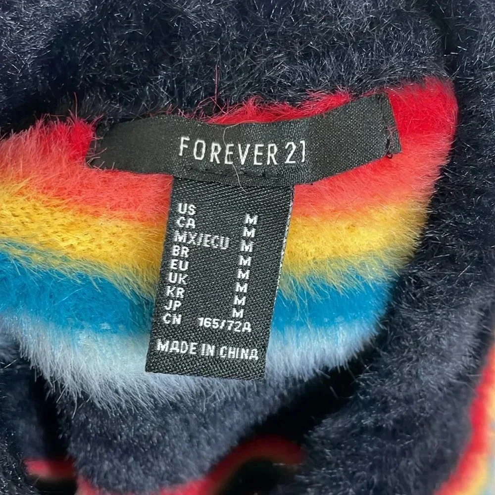 Forever 21‎ fuzzy nylon rainbow mini skirt size medium